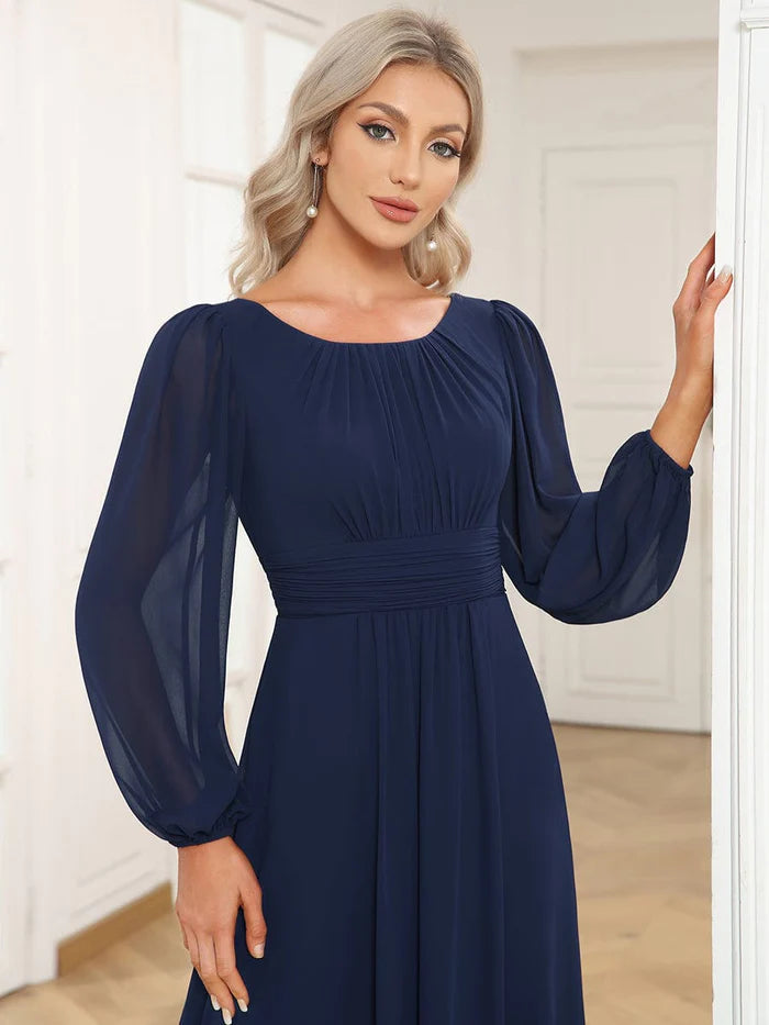 Chiffon High Empire Waist Puff Sleeve Mother Dress/Prom Dresses