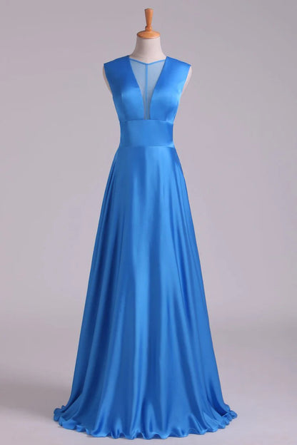 New Arrival V-Neck Party Dresses A-Line Chiffon Floor-Length