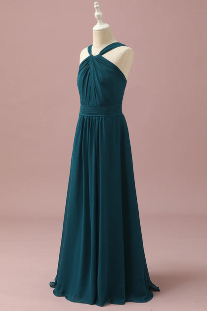 Dark Green Halter A-Line Bridesmaid Dresses