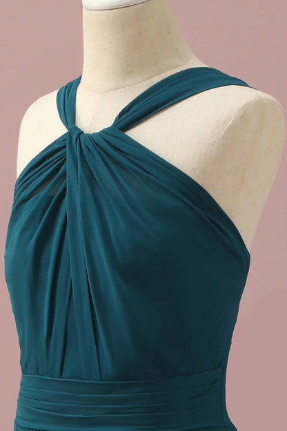 Dark Green Halter A-Line Bridesmaid Dresses