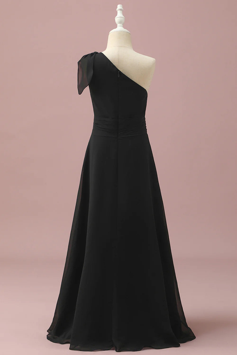 Black Chiffon One Shoulder A-Line Bridesmaid Dress