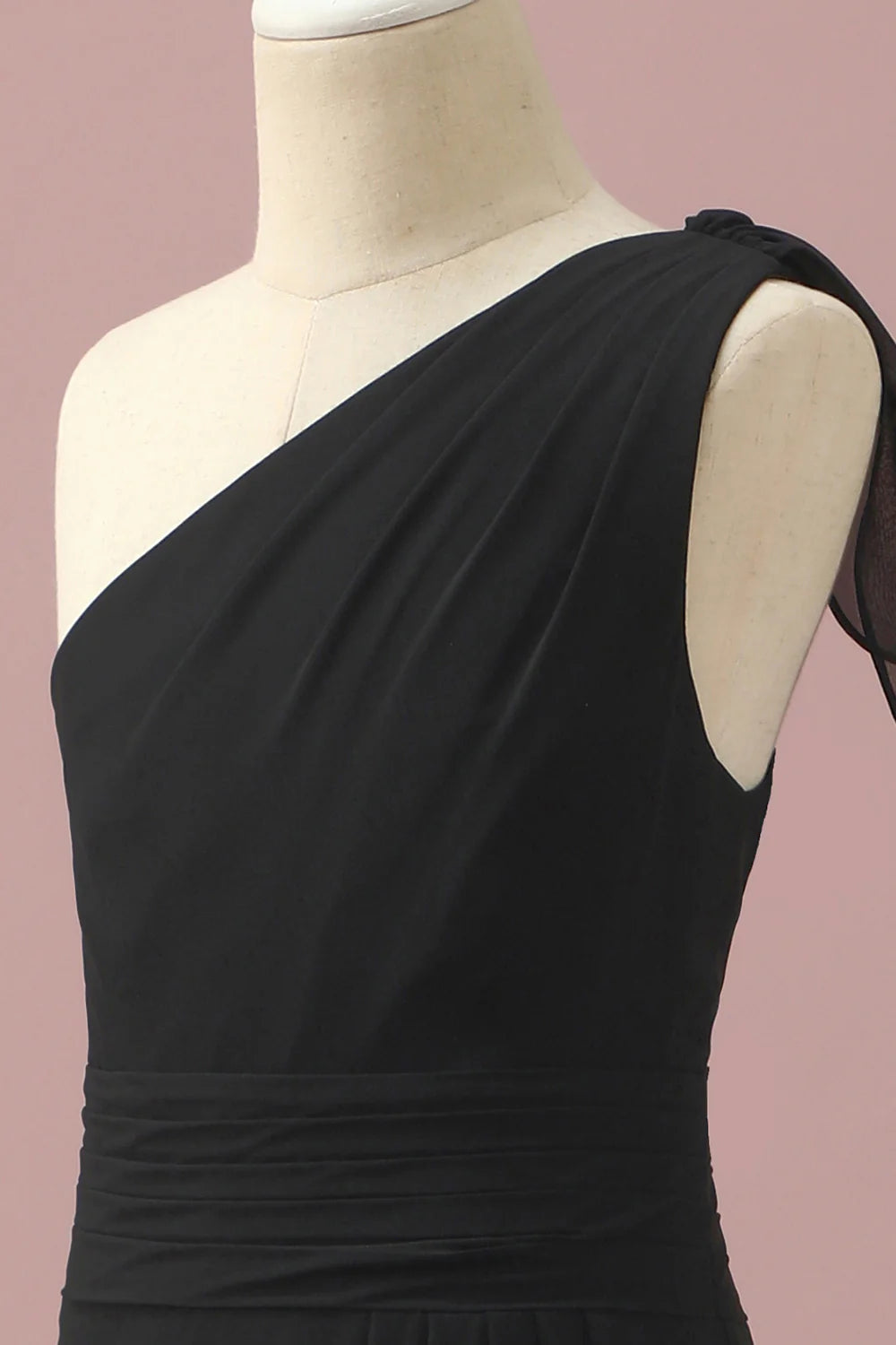 Black Chiffon One Shoulder A-Line Bridesmaid Dress