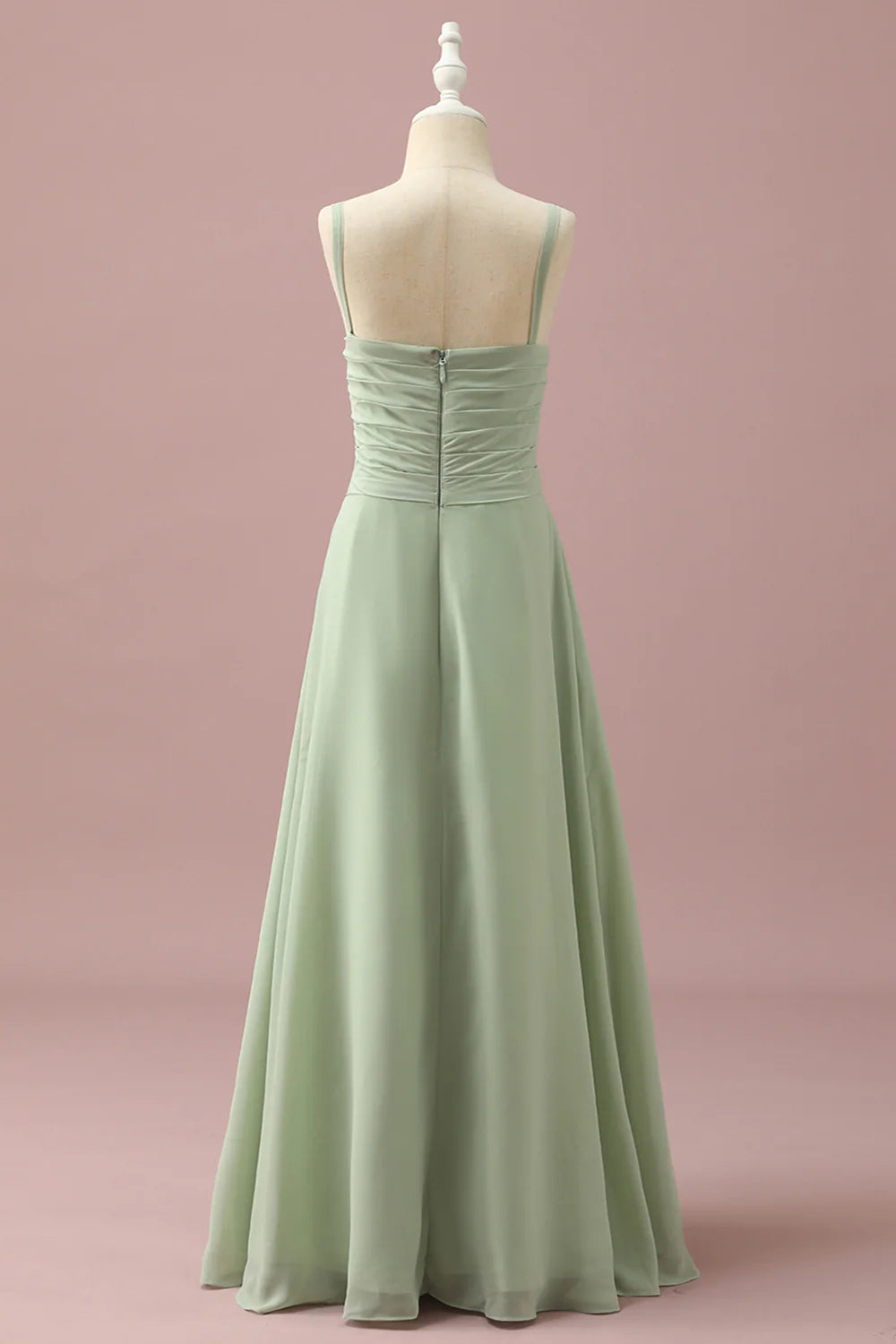 Sage Straps Chiffon Junior Bridesmaid Dress