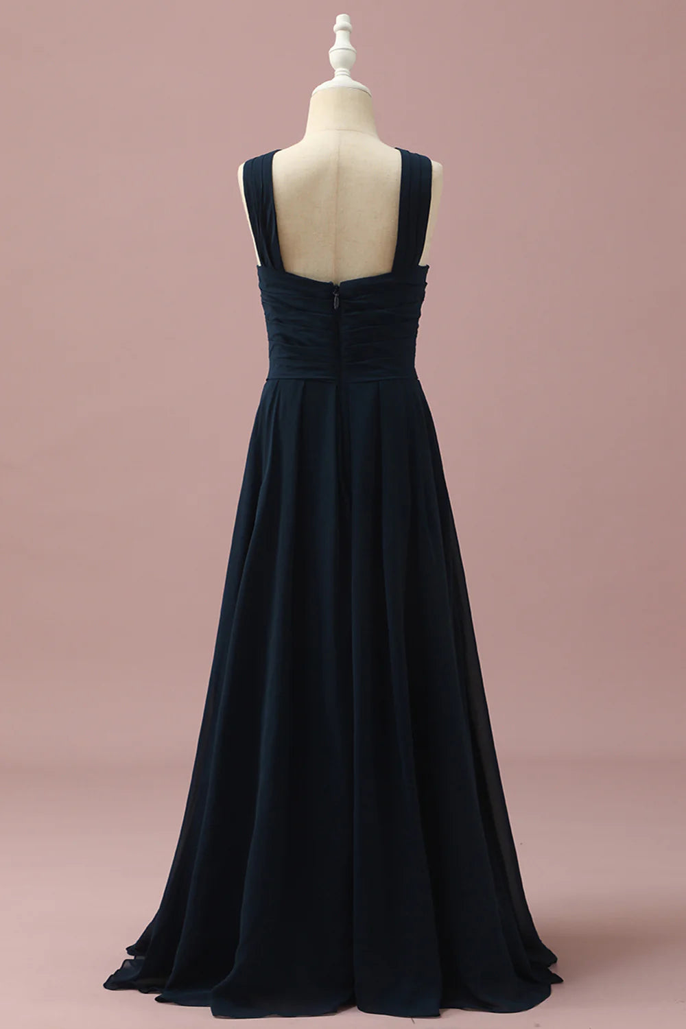 Navy Halter A-Line Sleeveless Junior Bridesmaid Dress