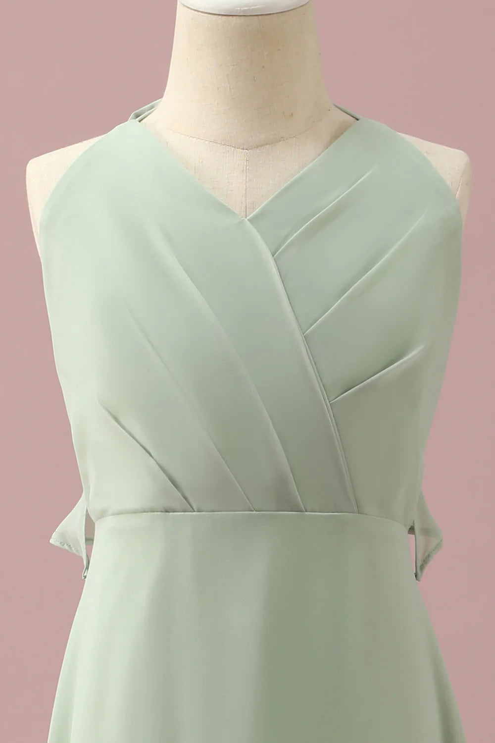 Sage Halter Chiffon A-Line Bridesmaid Dress