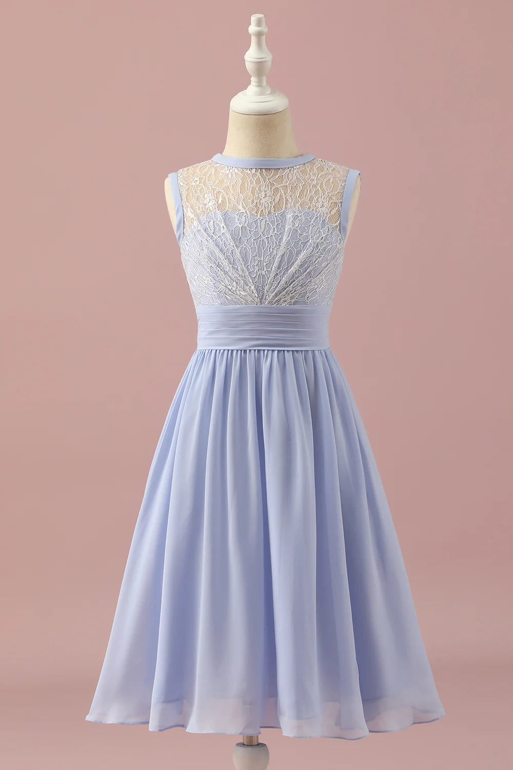 Light Purple Lace and Chiffon Short Bridesmaid Dress