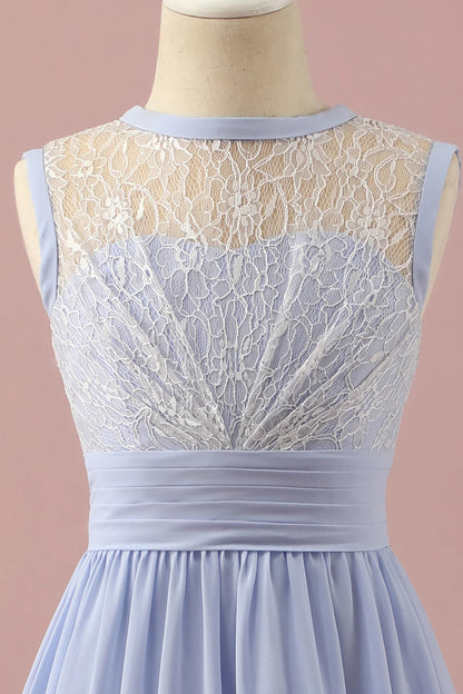 Light Purple Lace and Chiffon Short Bridesmaid Dress