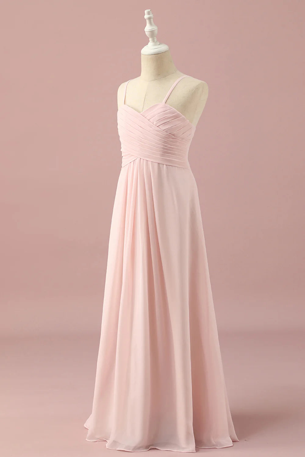 Light Pink Spaghetti Straps Chiffon Bridesmaid Dress