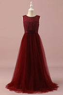 Burgundy Lace and Tulle Bridesmaid Dress