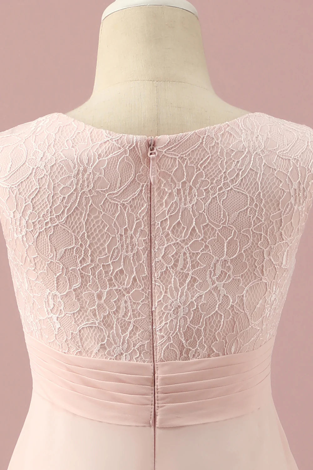 Light Pink Lace and Chiffon Junior Bridesmaid Dress