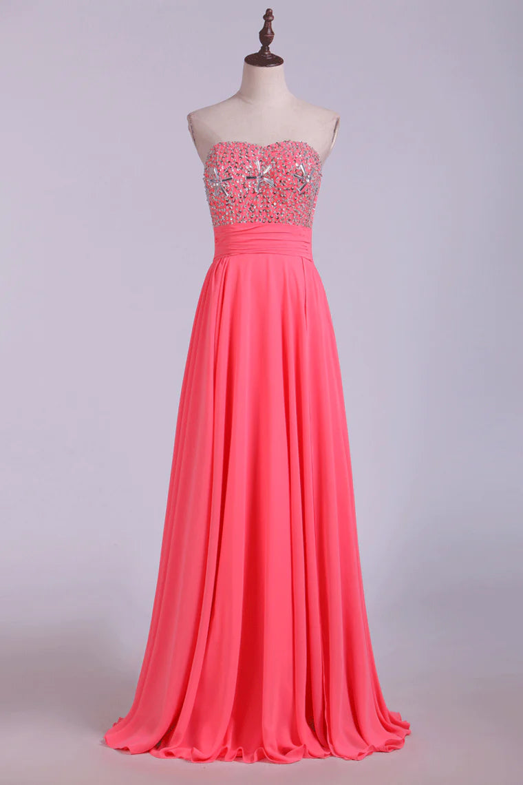 Party Dresses A Line Beading Chiffon Floor Length