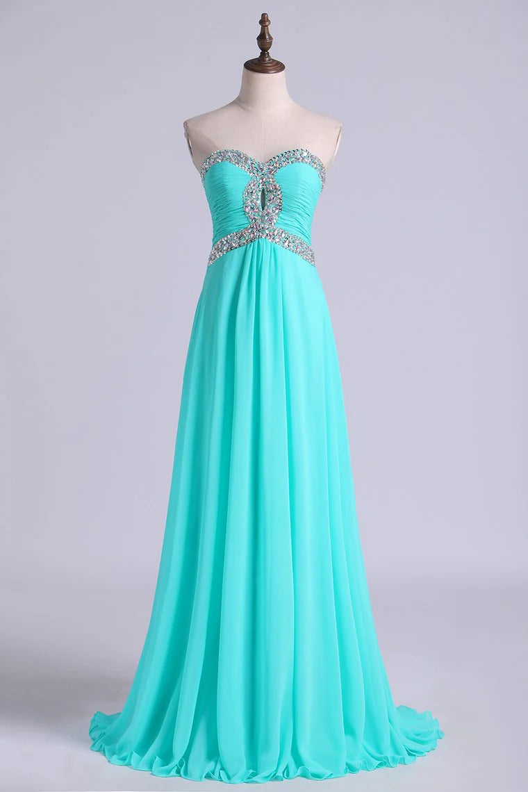 Party Dresses A Line Floor Length Sweetheart Chiffon With Rhinestone