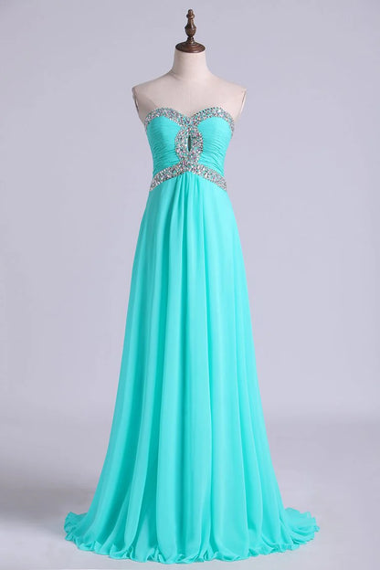 Party Dresses A Line Floor Length Sweetheart Chiffon With Rhinestone