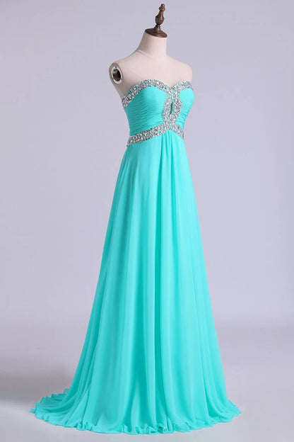 Party Dresses A Line Floor Length Sweetheart Chiffon With Rhinestone