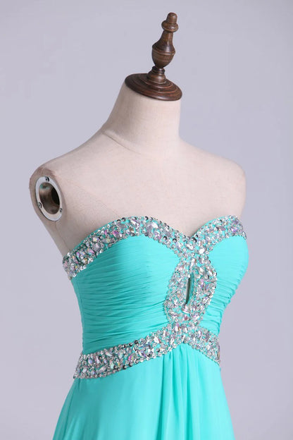 Party Dresses A Line Floor Length Sweetheart Chiffon With Rhinestone