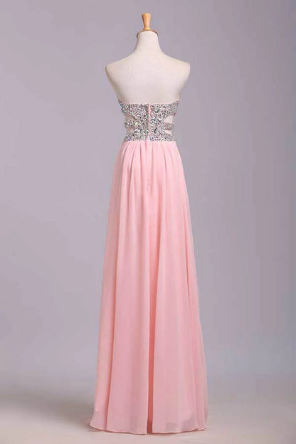 Party Dresses A-Line Sweetheart Chiffon Floor Length With Beading/Sequins