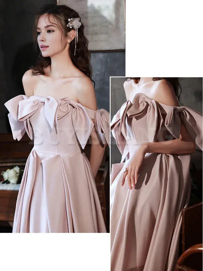 Buyishang Pink Long Prom Dresses Off Shoulder Long Formal Graduation Dresses Bridesmaid dress shop