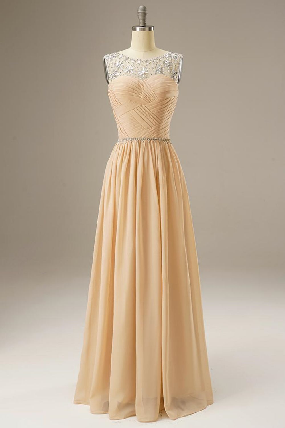 A Line Chiffon Long Dress with Beading