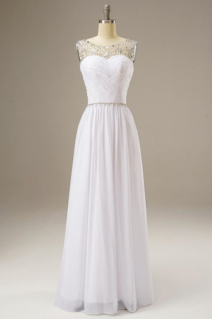 A Line Chiffon Long Dress with Beading