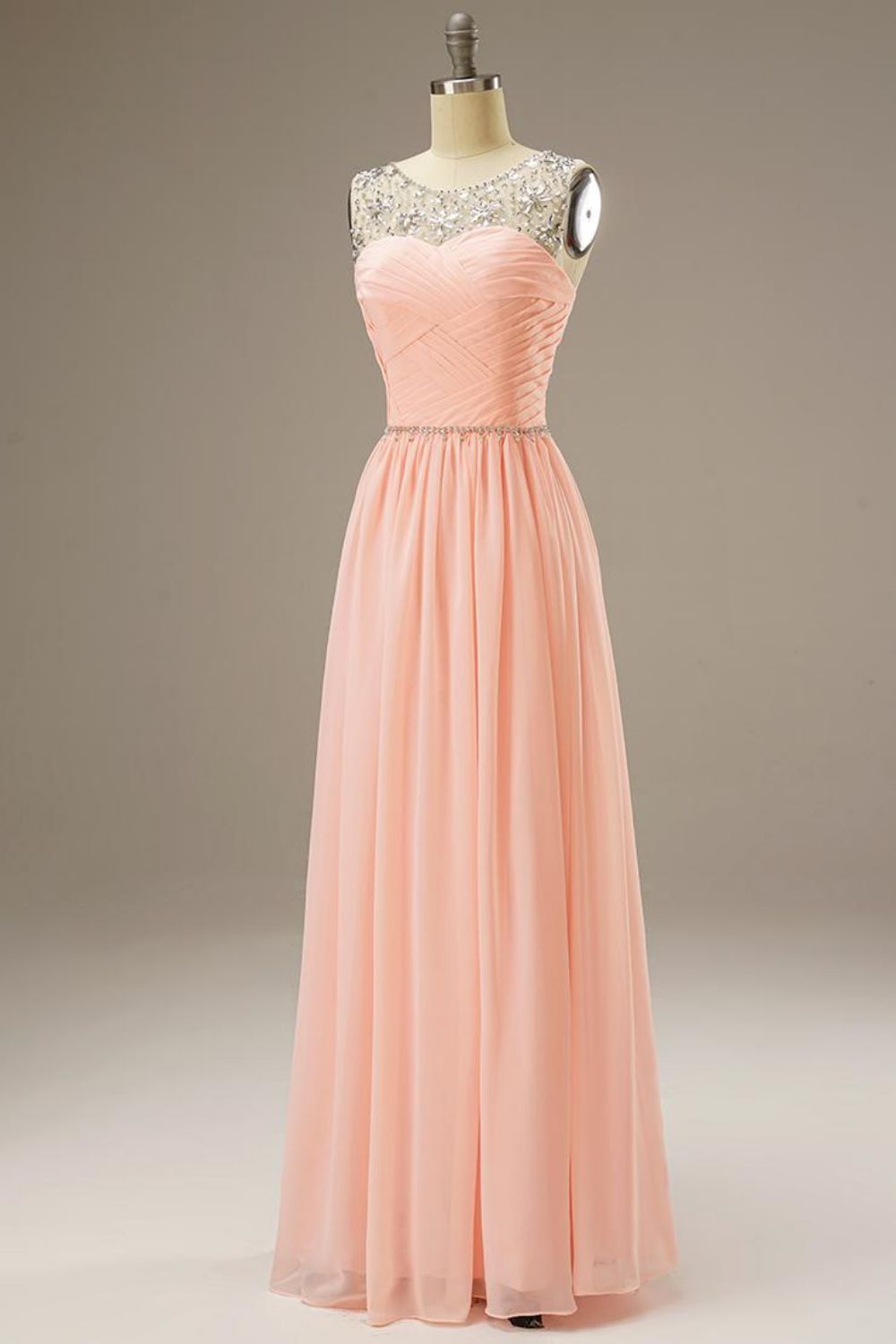 A Line Chiffon Long Dress with Beading