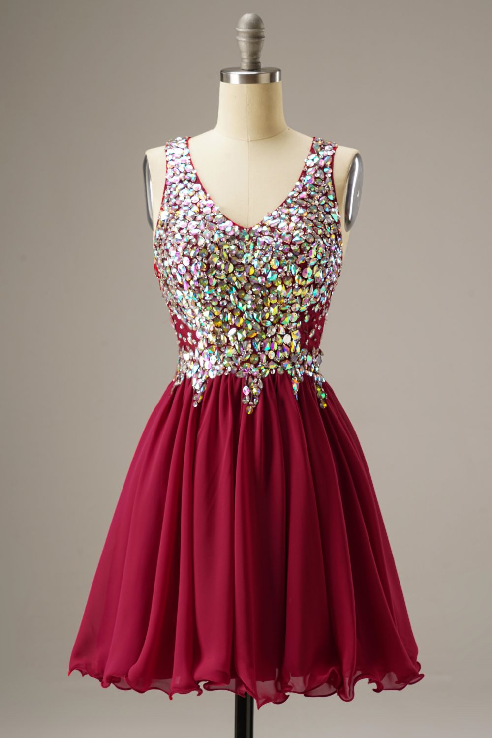 Short Mini Party Dress WIth Crystal Beads