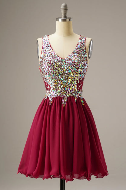 Short Mini Party Dress WIth Crystal Beads