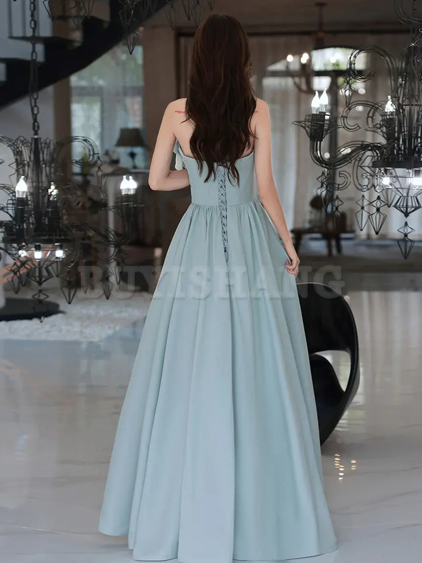 Buyishang Simple Backless Blue Long Prom Dresses Blue Bridesmaid Dresses Bridesmaid dress shop ﻿