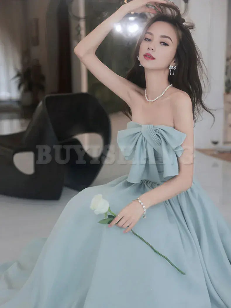 Buyishang Simple Backless Blue Long Prom Dresses Blue Bridesmaid Dresses Bridesmaid dress shop ﻿