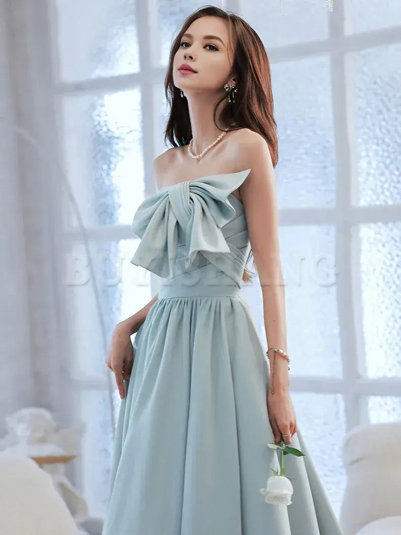 Buyishang Simple Backless Blue Long Prom Dresses Blue Bridesmaid Dresses Bridesmaid dress shop ﻿