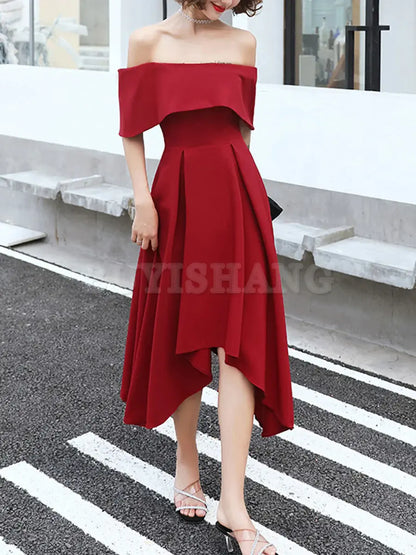 Buyishang Simple Burgundy Off Shoulder Prom Dresses Burgundy Homecoming Dresses Bridesmaid dress shop