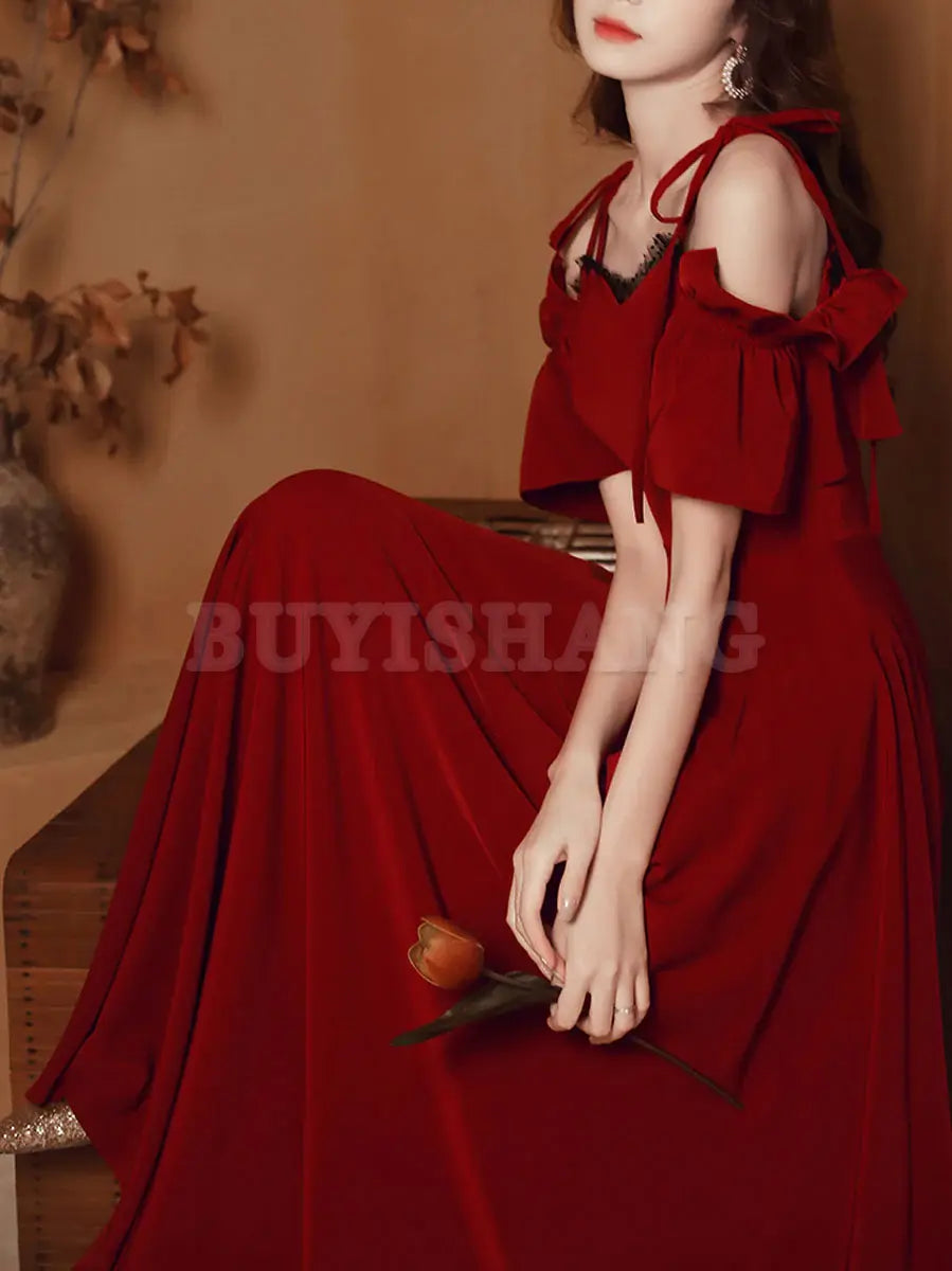 Buyishang Simple Burgundy Satin Long Prom Dress Burgundy Formal Dresses prom dresses shops