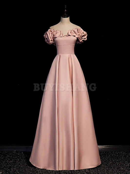 Buyishang Simple Pink Long Prom Dresses Pink Formal Graduation Dresses prom dresses shops ﻿