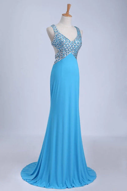 Party Dresses Open Back Sheath/Column With Beading