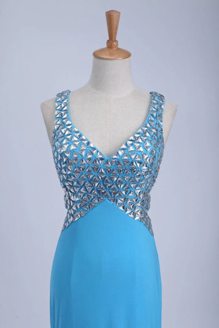 Party Dresses Open Back Sheath/Column With Beading