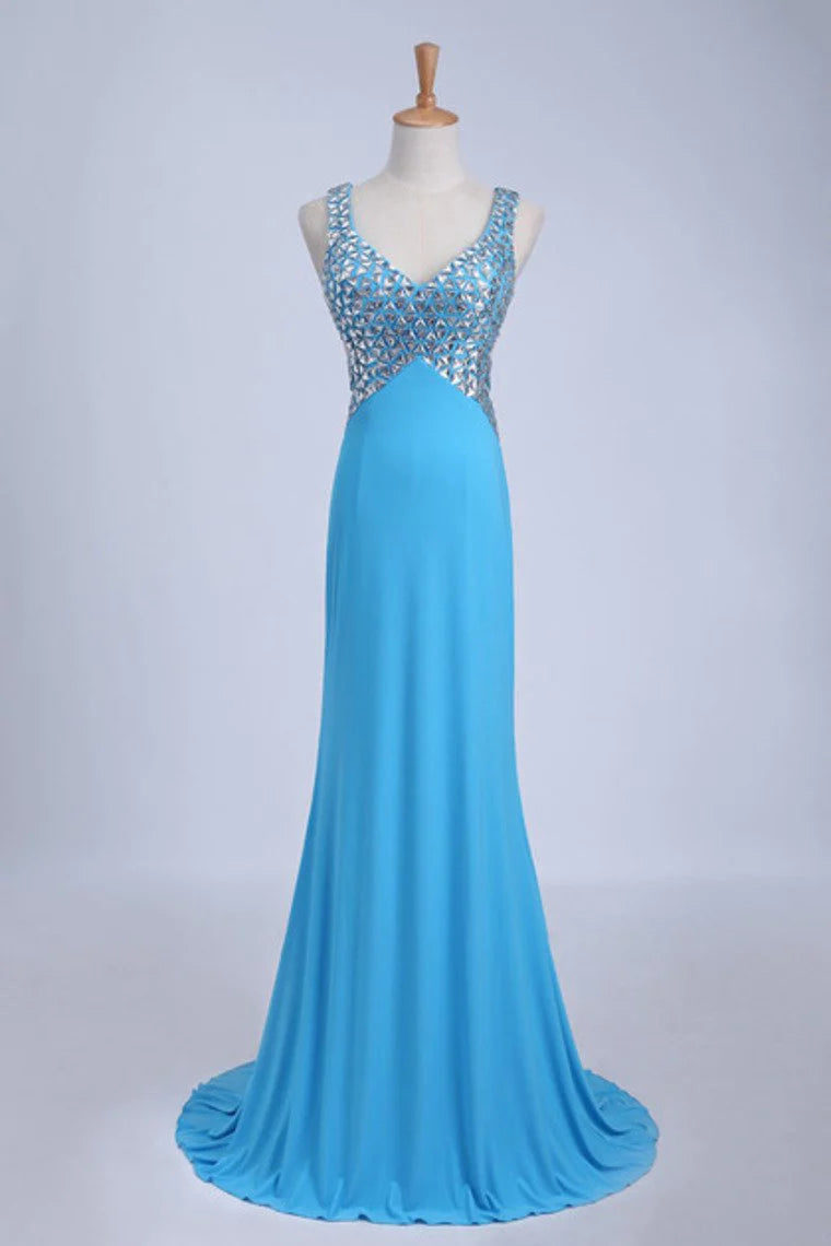 Party Dresses Open Back Sheath/Column With Beading