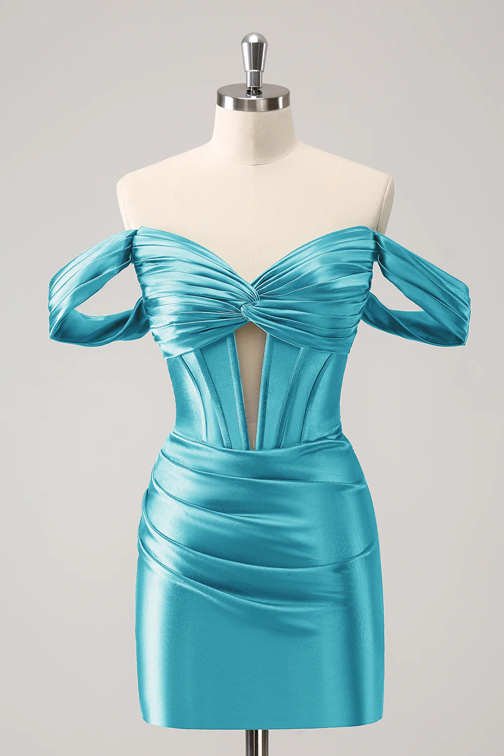 Dark Green Tight Off the Shoulder Corset Satin Homecoming Dress