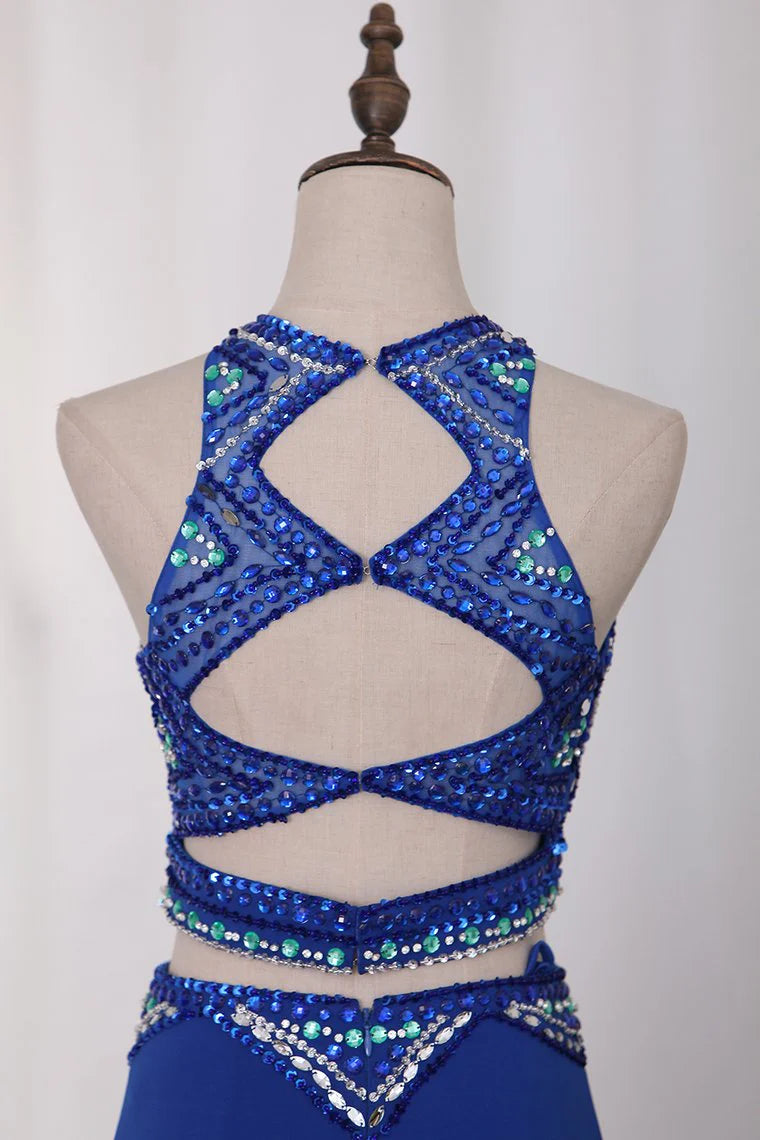 Spandex With Beads And Slit Party Dresses Mermaid