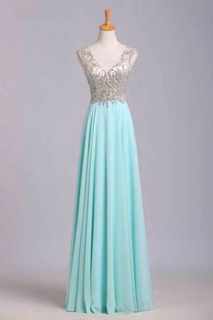 Neck Party Dresses A Line Beaded Bodice Sweep Train Chiffon And Tulle