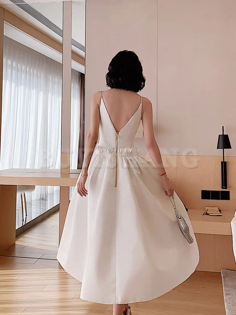 Buyishang White Satin Short Prom Dress White Satin Homecoming Dresses prom dresses shops