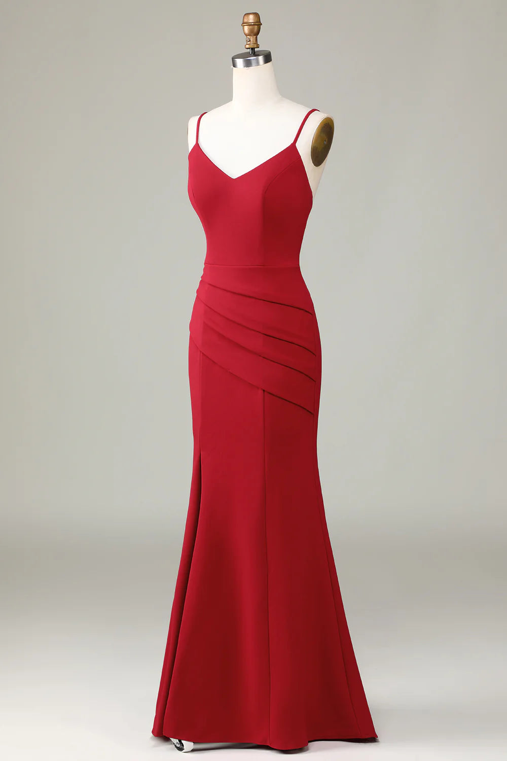 Spaghetti Straps Sleeveless Burgundy Bridesmaid Dress with Slit