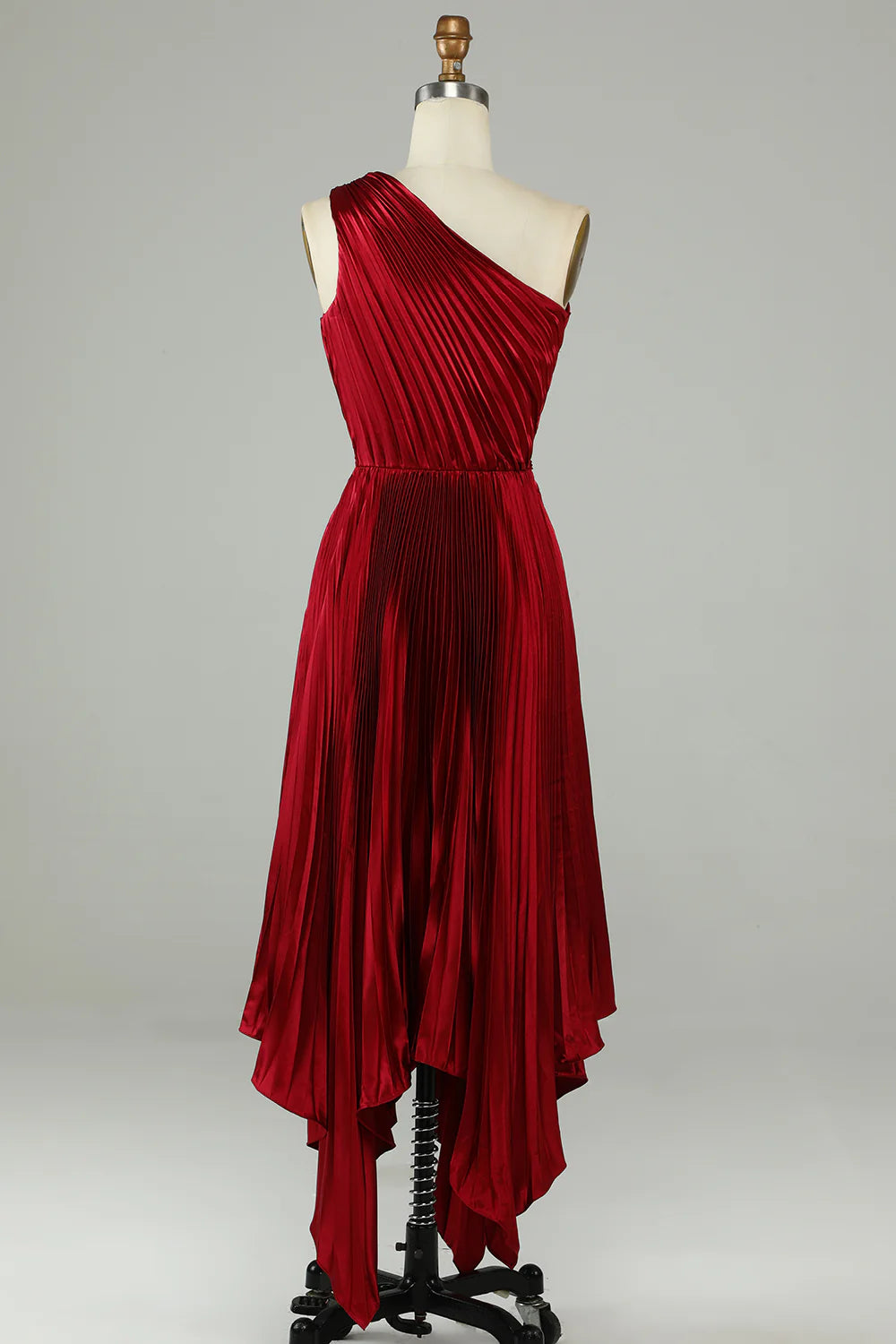 Asymmetrical One Shoudler Burgundy Bridesmaid Dress