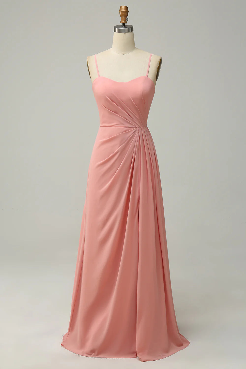 Green Draped Long Chiffon Bridesmaid Dress