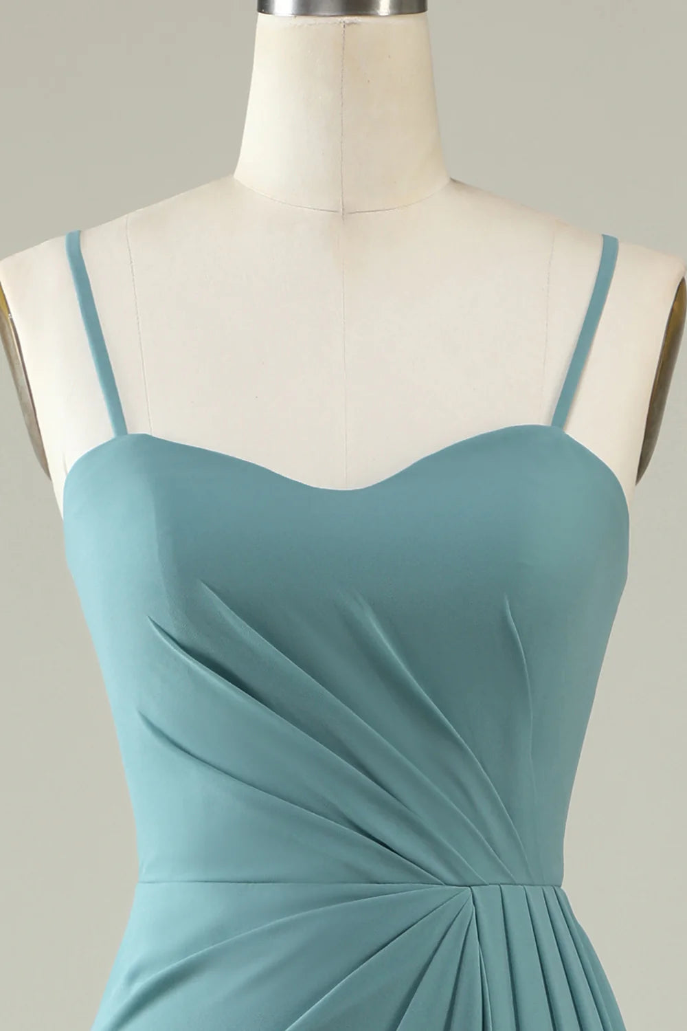 Green Draped Long Chiffon Bridesmaid Dress