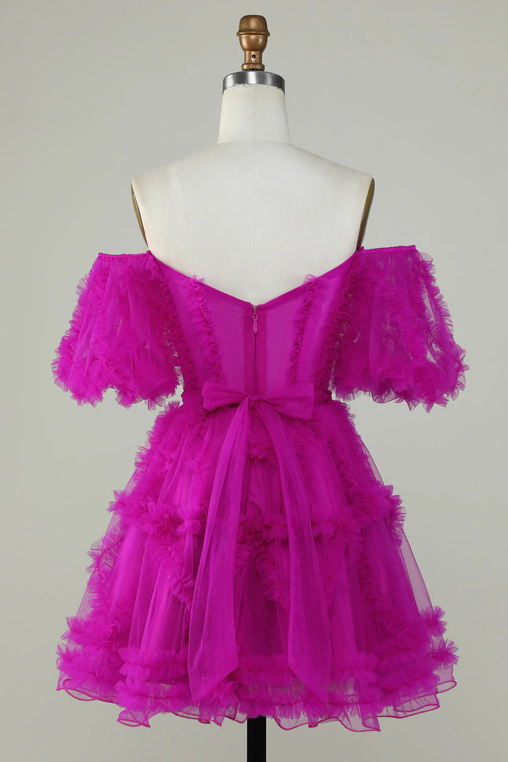 Cute A Line Off the Shoulder Pink Tulle Homecoming Dress