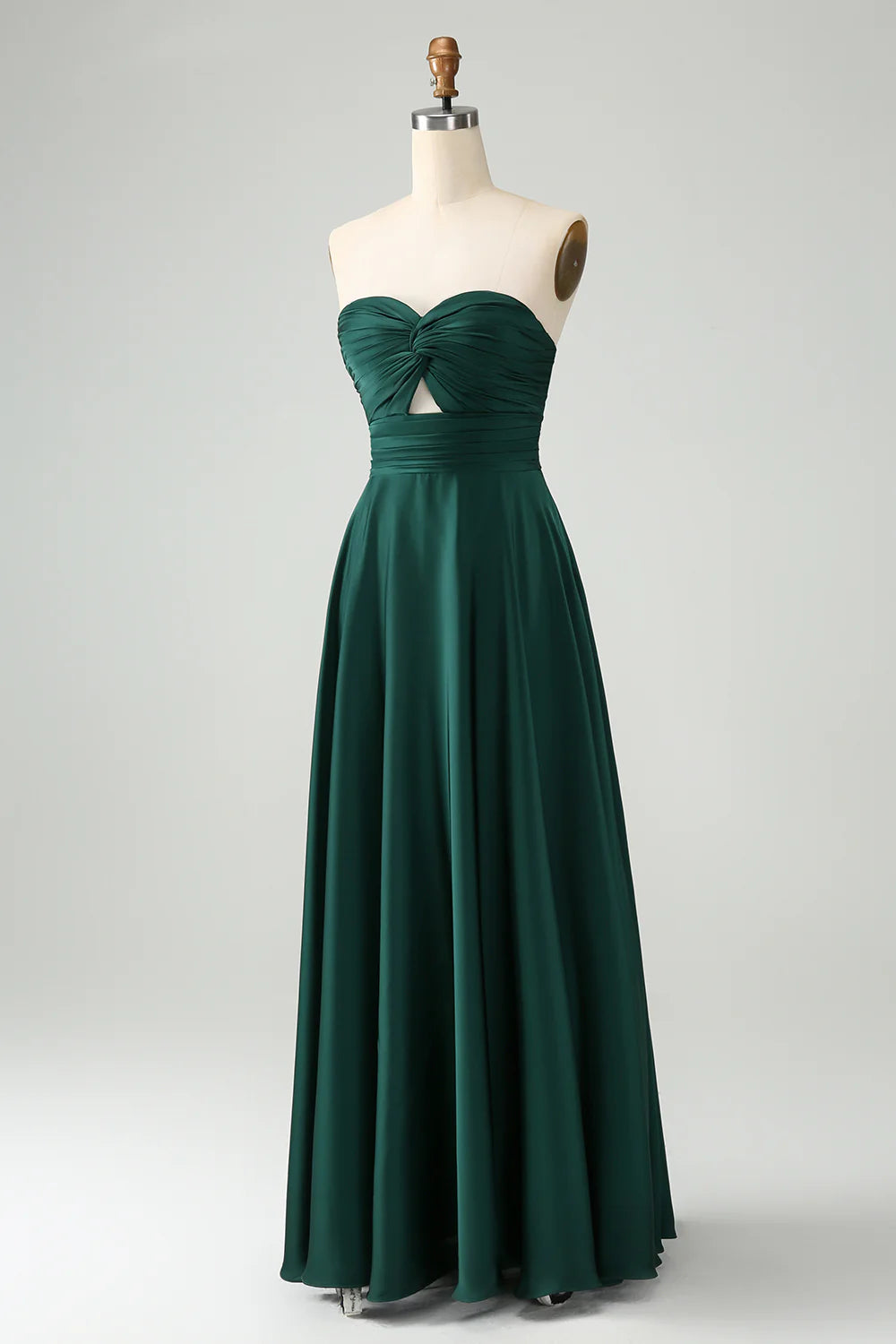 Dark Green A Line Sweetheart Keyhole Long Bridesmaid Dress     Write a review | Ask a question