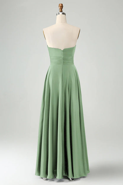 Dark Green A Line Sweetheart Keyhole Long Bridesmaid Dress     Write a review | Ask a question