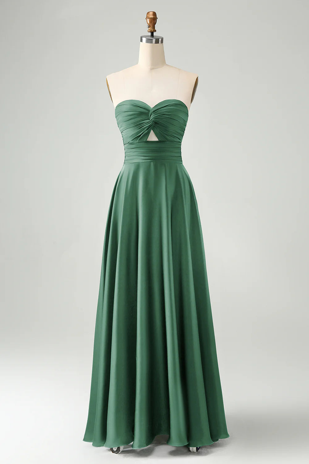 Dark Green A Line Sweetheart Keyhole Long Bridesmaid Dress     Write a review | Ask a question