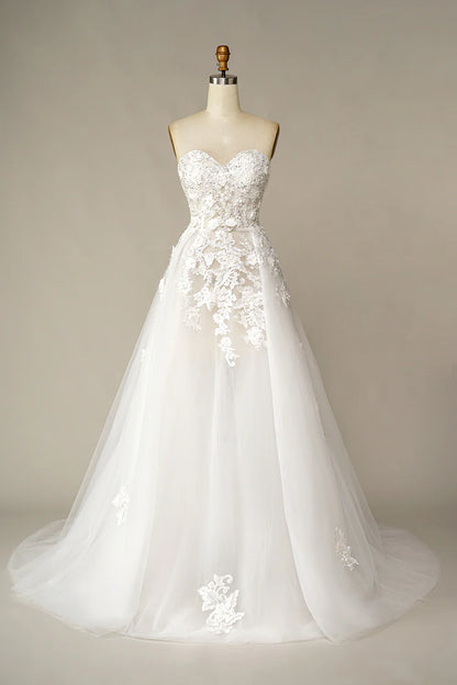 A Line Wedding Dress with Appliques