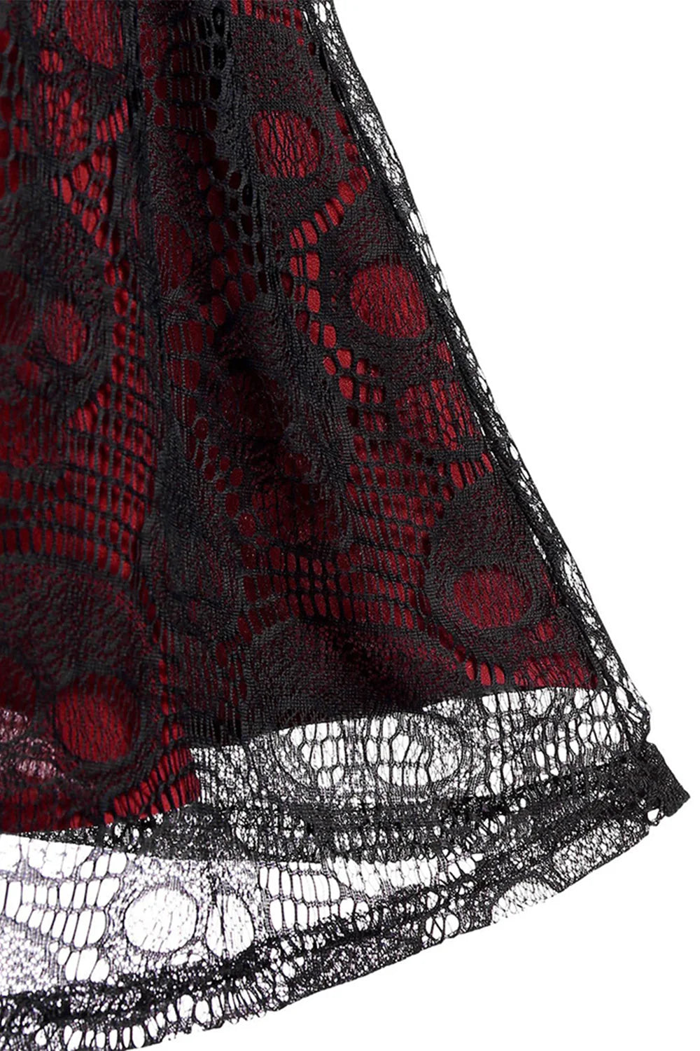 Burgundy Skull Lace Vintage Dress