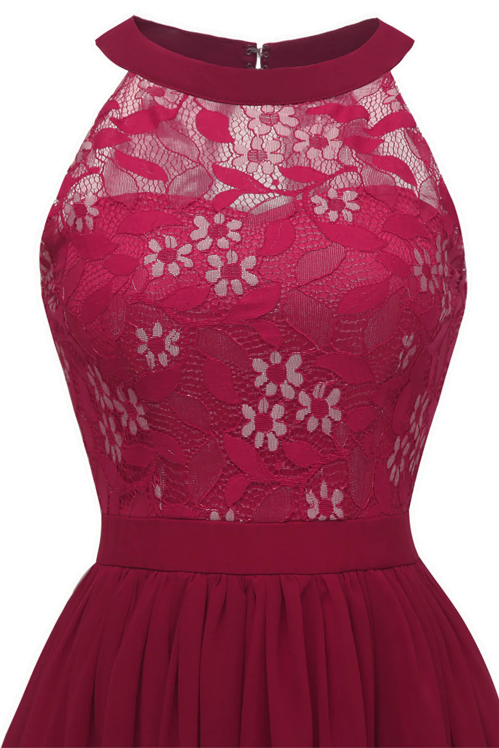 Burgundy Halter Vintage Lace Dress